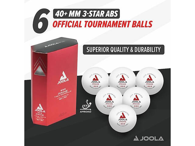 Мячи для настольного тенниса Joola Prime 40+ White ITTF 6 шт (40031) - Фото 2