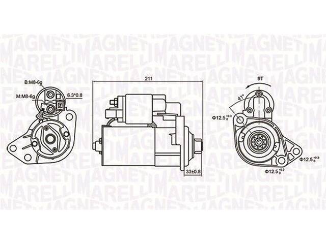 MAGNETI MARELLI 063721062010 Стартер Audi A3/Ford Galaxy/VW Caddy/Golf/Passat/Skoda Octavia 1,4-2,0 91-05 (1,1kw) (z=9)