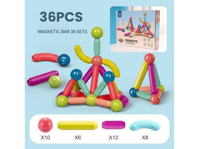Magnetic Sticks Магнітний конструктор 36pcs - Фото 4