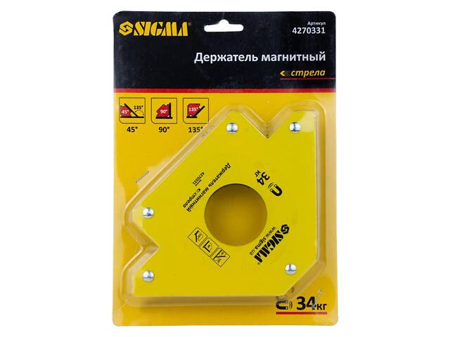 Магнит для сварки стрела 34кг 110×110мм (45, 90, 135°) SIGMA (4270331) - Фото 5