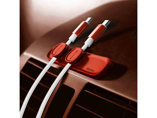 Магнитный органайзер держатель для проводов Baseus Peas Cable Clip ACWDJ-09 Красный - Фото 6