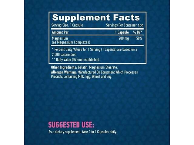 Магній Haya Labs Chelated Magnesium 200 мг 60 капс (1091-820 183) - Фото 2