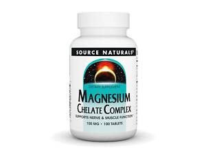 Магний Source Naturals Magnesium Chelate Complex 100 mg 100 tabs (1086-2023-10-2680)