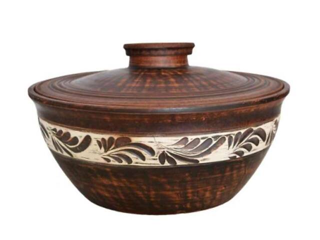 Макитра с крышкой ангоб h-15см, d-27см ТМ СЛОВЯНСКИЙ - Фото 1