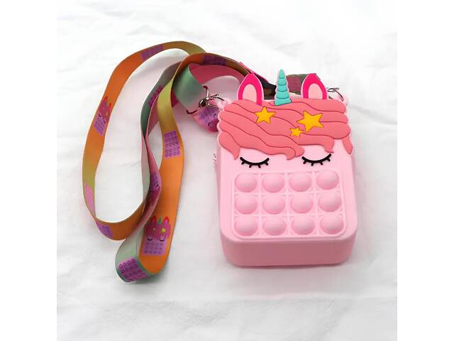 Маленькая сумка Поп Ит Единорог RESTEQ 8×4×13 см — антистресс Pop it сумка для детей и подростков - Фото 2