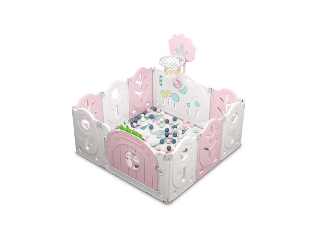 Манеж з баскетбольним кільцем No Brand 123х123х60 см Рожевий (1568525829) - Фото 1