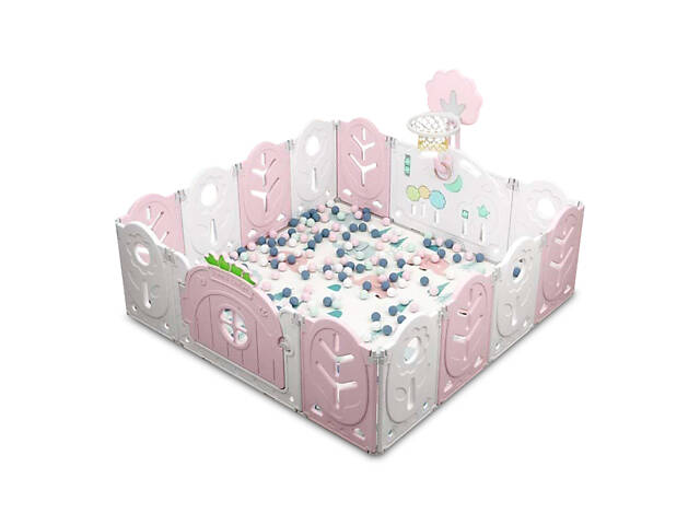 Манеж з баскетбольним кільцем No Brand 165х165х62 см Рожевий (1568525831) - Фото 1