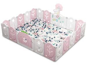 Манеж з баскетбольним кільцем No Brand 205х246х62 см Рожевий (1568525834)