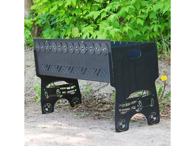 Мангал автоматичний на 10 шампурів із гравіюванням — BMW - Фото 1