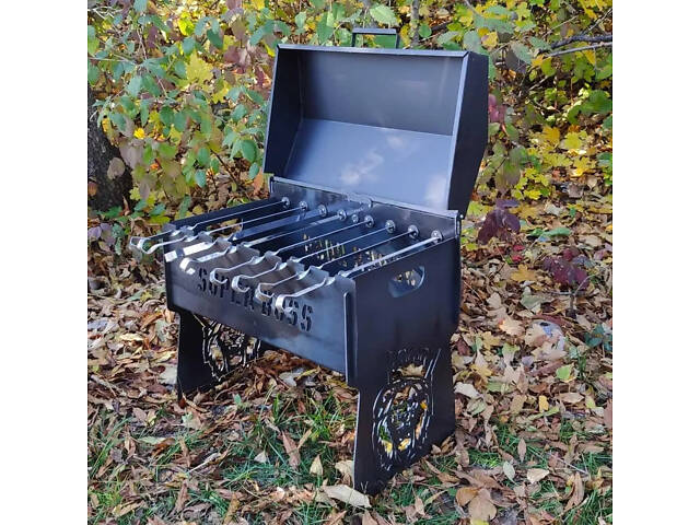 Мангал автоматичний на 6 шампурів із кришкою - Фото 4