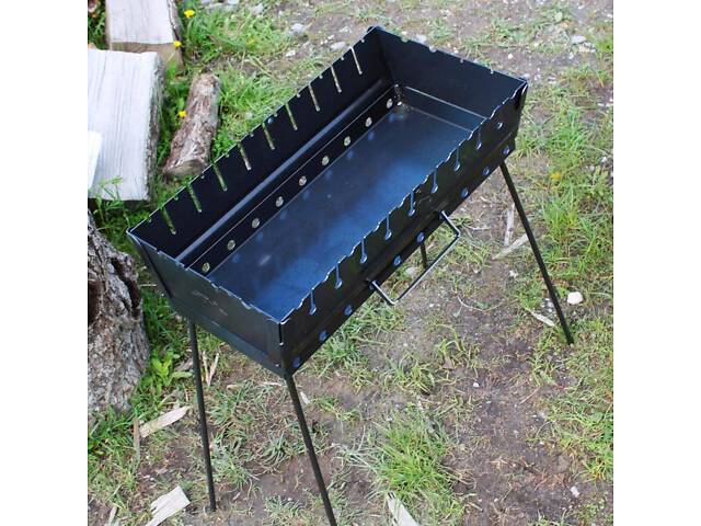 Мангал-валіза 2 мм на 10 шампурів, розкладна жаровня гриль - Фото 3