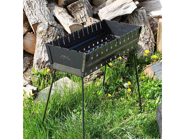 Мангал-валіза 2 мм на 10 шампурів, розкладна жаровня гриль - Фото 7