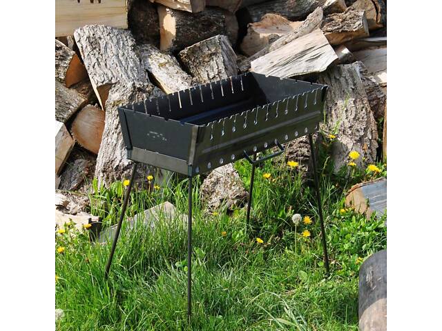 Мангал-валіза 2 мм на 10 шампурів, розкладна жаровня гриль - Фото 1