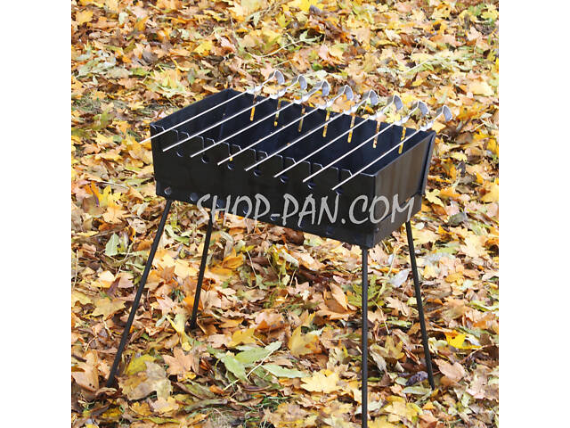 Мангал-валіза 2 мм на 8 шампурів, розкладна жаровня гриль - Фото 9