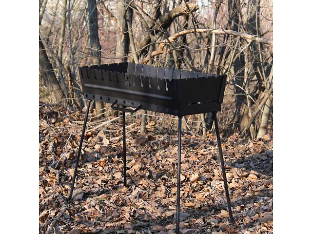 Мангал-валіза фарбований 2 мм на 10 шампурів, розкладна жаровня гриль - Фото 6