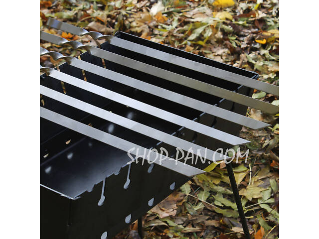 Мангал-валіза фарбований 3 мм на 12 шампурів, розкладна жаровня гриль - Фото 8