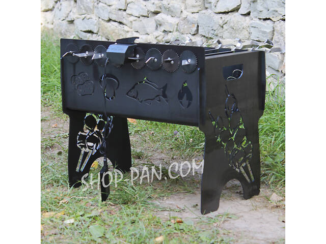 Мангал на 8 шт. із вбудованою шашличницею та мотором на 8 шт. з гравіюванням — Доброго вічора мі з Україні - Фото 2