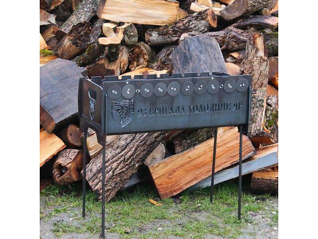 Мангал на довгих ніжках із вбудованою шашличницею та мотором на 10 шампурів 3 мм - Фото 1