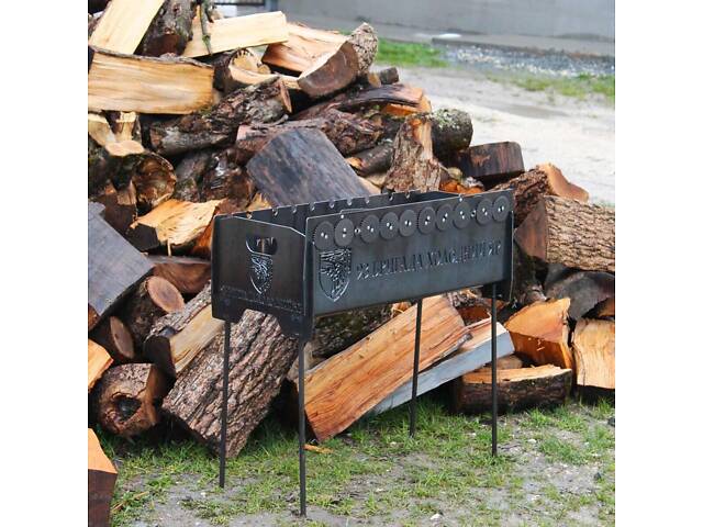 Мангал на довгих ніжках із вбудованою шашличницею та мотором на 10 шампурів 3 мм - Фото 2