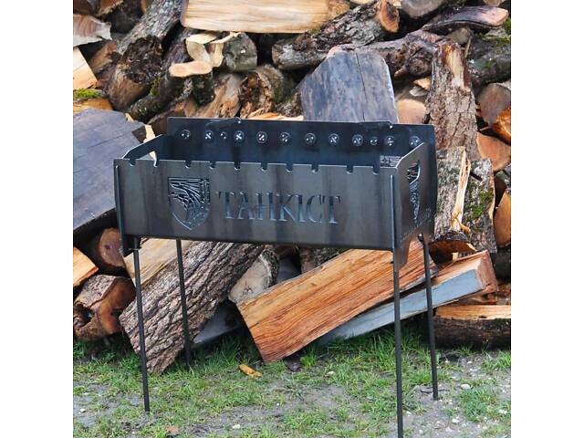 Мангал на довгих ніжках із вбудованою шашличницею та мотором на 10 шампурів 3 мм - Фото 3