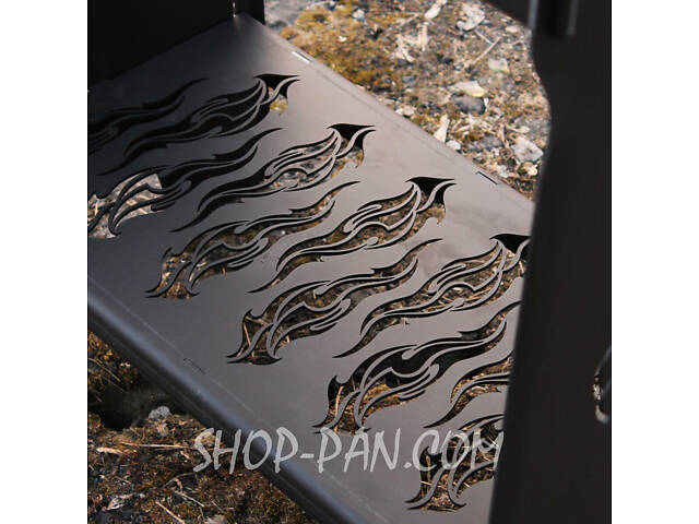 Мангал розбірний високий на 10 шампурів із підставкою для дров та індивідуальним гравіюванням — Герб - Фото 3