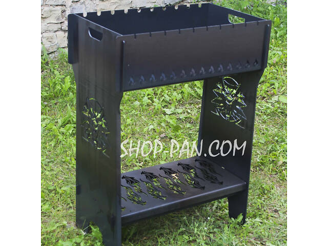Мангал розбірний високий на 14 шампурів із підставкою для дров та індивідуальним гравіюванням - Фото 8