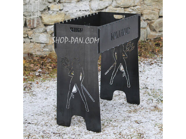 Мангал розбірний високий на 14 шампурів із підставкою для дров та індивідуальним гравіюванням - Фото 10