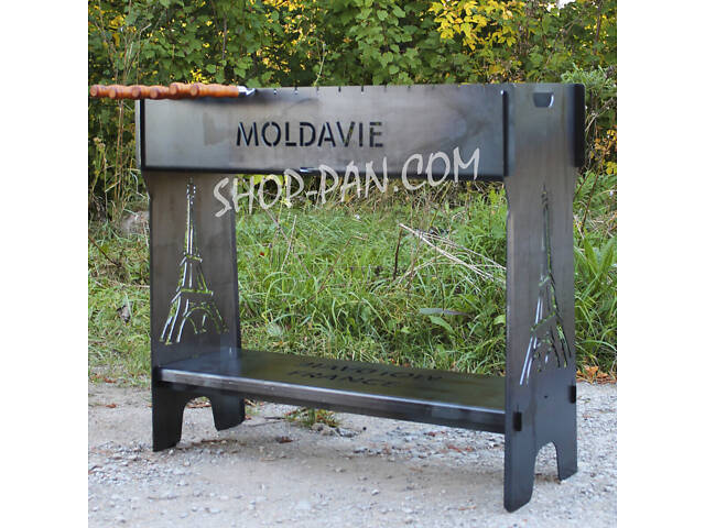 Мангал розбірний високий на 16 шампурів із підставкою для дров та індивідуальним гравіюванням - Фото 1