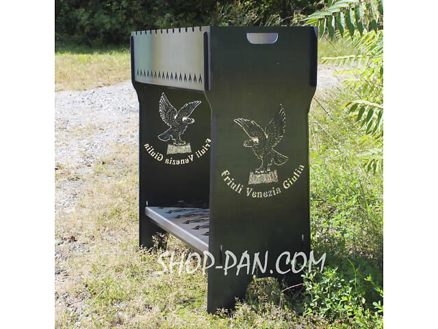 Мангал розбірний високий на 16 шампурів із підставкою для дров та індивідуальним гравіюванням - Фото 7