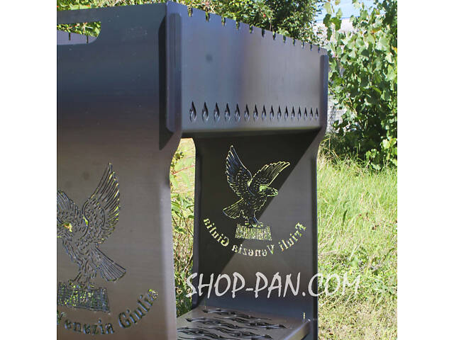 Мангал розбірний високий на 16 шампурів із підставкою для дров та індивідуальним гравіюванням - Фото 8