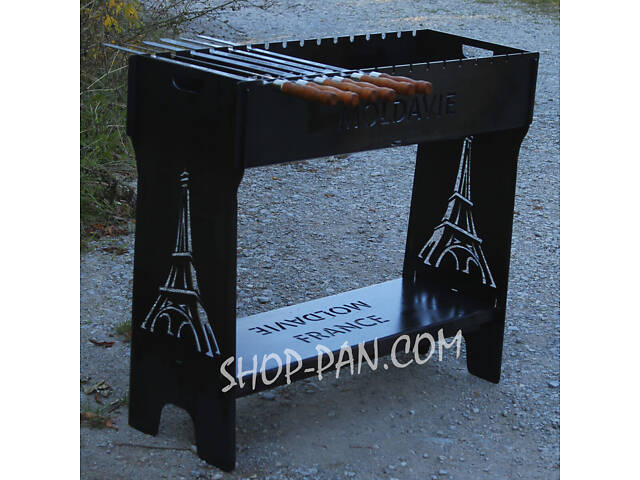 Мангал розбірний високий на 16 шампурів із підставкою для дров та індивідуальним гравіюванням - Фото 9