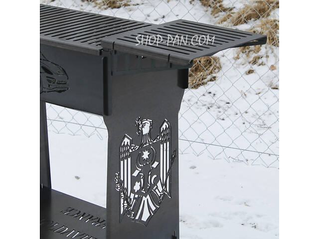 Мангал розбірний високий на 8 шампурів із підставкою для дров та індивідуальним гравіюванням — Саня запюй - Фото 5