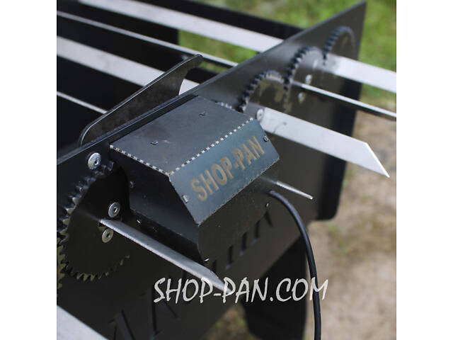 Мангал розбірний високий із вбудованою шашличницею і мотором на 8 шампурів - Фото 3