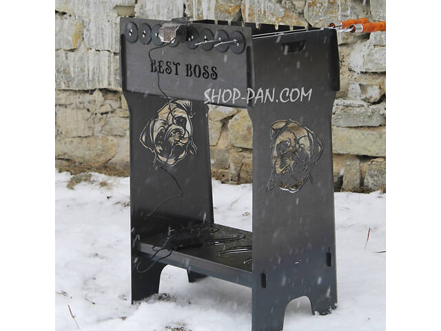 Мангал розбірний високий із вбудованою шашличницею і мотором на 8 шампурів — Best Boss - Фото 1