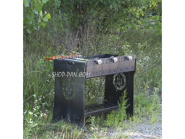 Мангал розбірний високий із вбудованою шашличницею і мотором на 16 шампурів - Фото 2