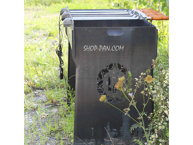 Мангал розбірний високий із вбудованою шашличницею і мотором на 16 шампурів - Фото 3