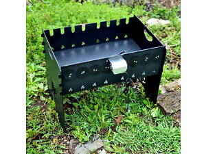 Мангал розбірний низький з автоматичною шашличницею 10 шампурів