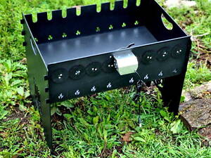 Мангал розбірний низький з автоматичною шашличницею 10 шампурів