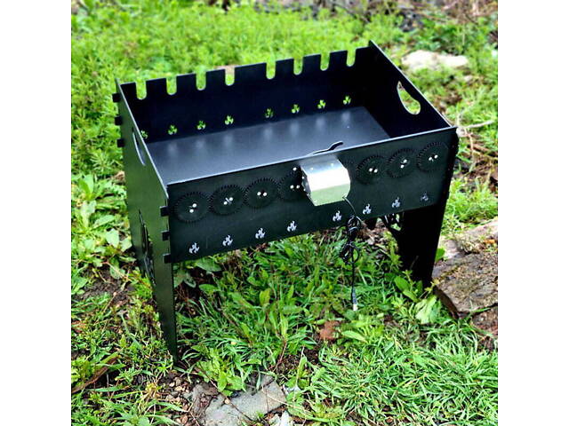 Мангал розбірний низький з автоматичною шашличницею 10 шампурів + Чохол - Фото 1