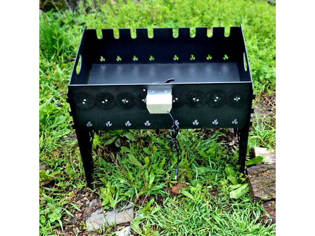 Мангал розбірний низький з автоматичною шашличницею 10 шампурів + Чохол - Фото 2