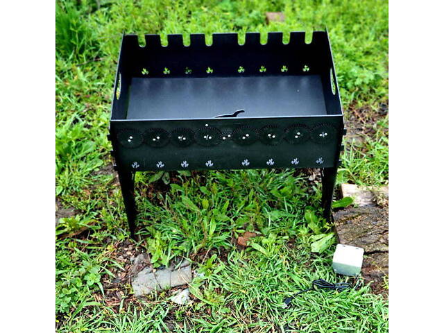 Мангал розбірний низький з автоматичною шашличницею 10 шампурів + Чохол - Фото 3