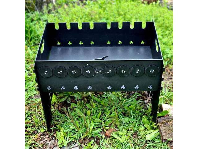 Мангал розбірний низький з автоматичною шашличницею 10 шампурів + Чохол - Фото 4