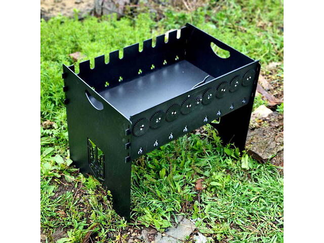 Мангал розбірний низький з автоматичною шашличницею 10 шампурів + Чохол - Фото 5