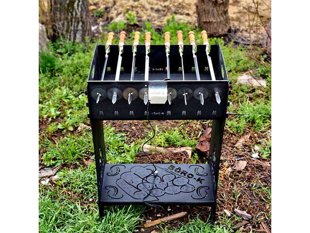 Мангал розбірний високий преміум з автоматичною шашличницею 8 шампурів - Фото 1