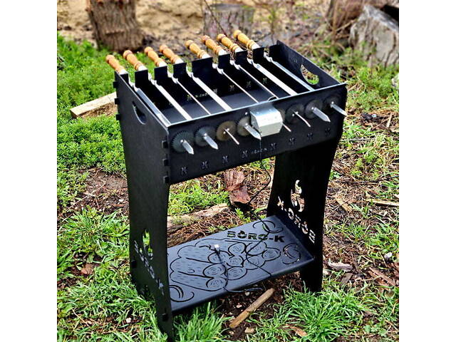 Мангал розбірний високий преміум з автоматичною шашличницею 8 шампурів - Фото 2