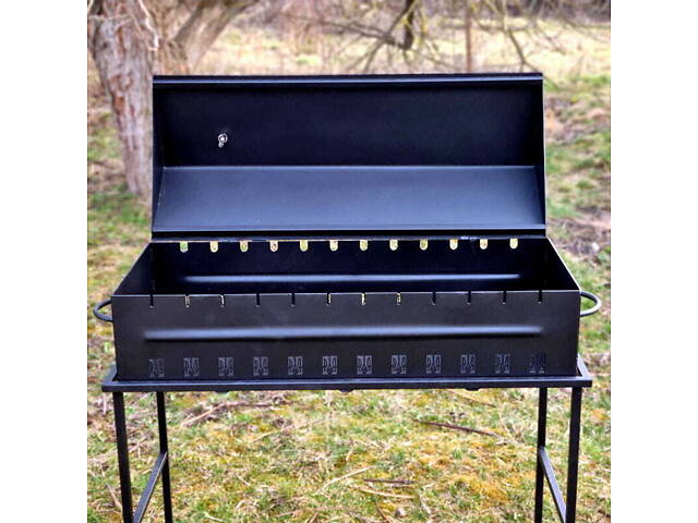 Мангал Садовий з кришкою 4 мм + 10 шампурів - Фото 1