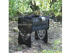 Мангал із вбудованою шашличницею та мотором на 6 шампурів — Слава Україні