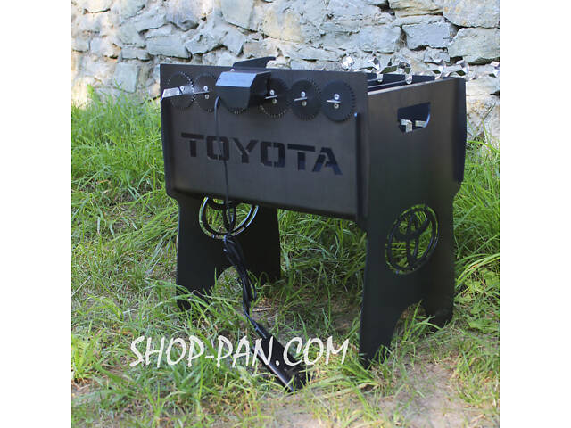 Мангал із вбудованою шашличницею та мотором на 6 шампурів із гравіюванням — BMW - Фото 5