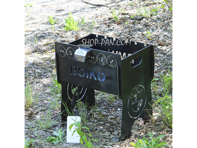 Мангал із вбудованою шашличницею та мотором на 6 шампурів із гравіюванням — BMW - Фото 1