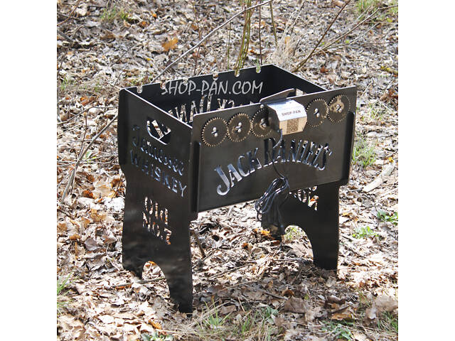 Мангал зі вбудованою шашличницею та мотором на 6 шампурів з гравіюванням - jack daniels - Фото 1